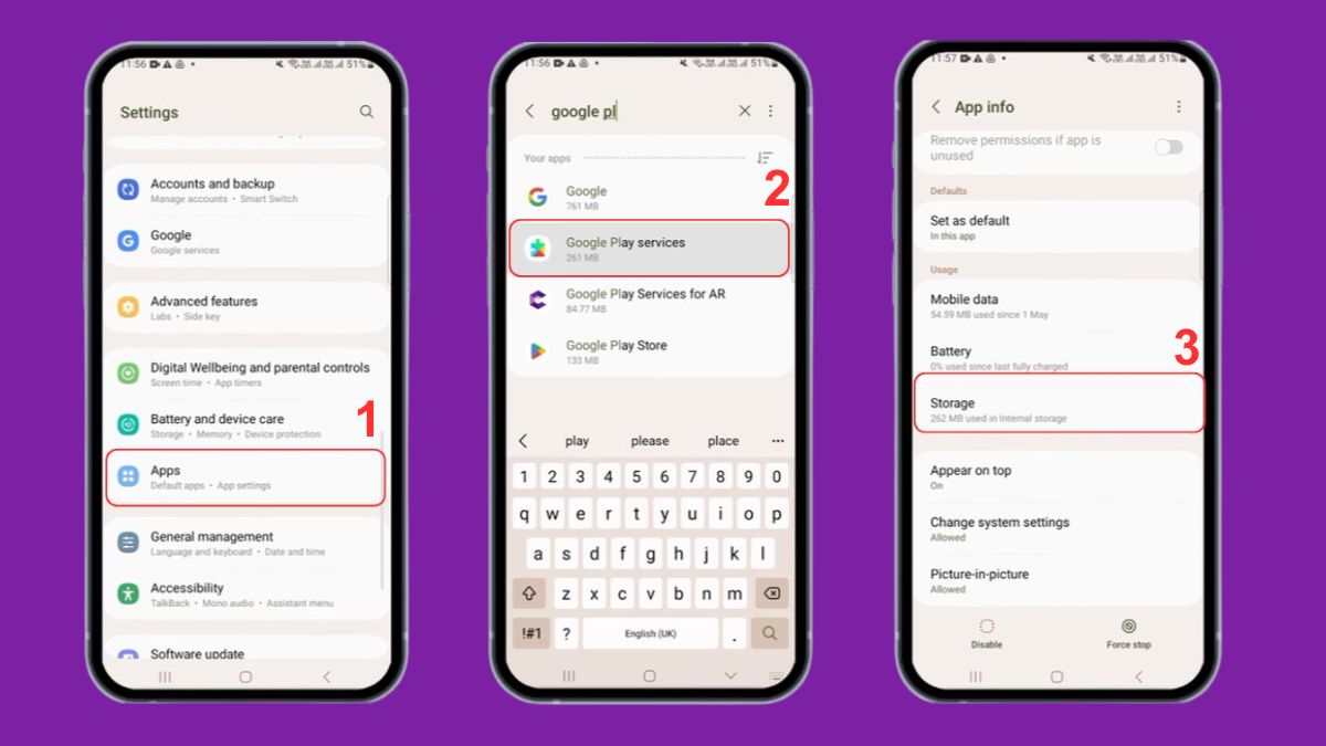 Xóa bộ nhớ đệm và dữ liệu của Google Play services bước 1