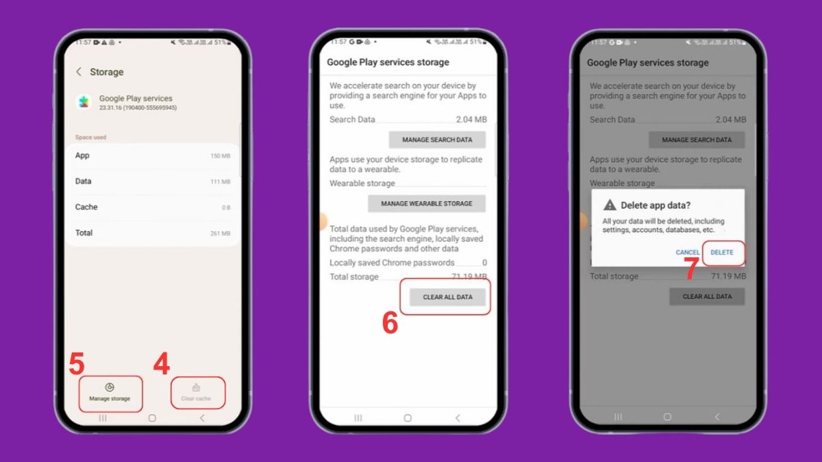 Xóa bộ nhớ đệm và dữ liệu của Google Play services bước 2