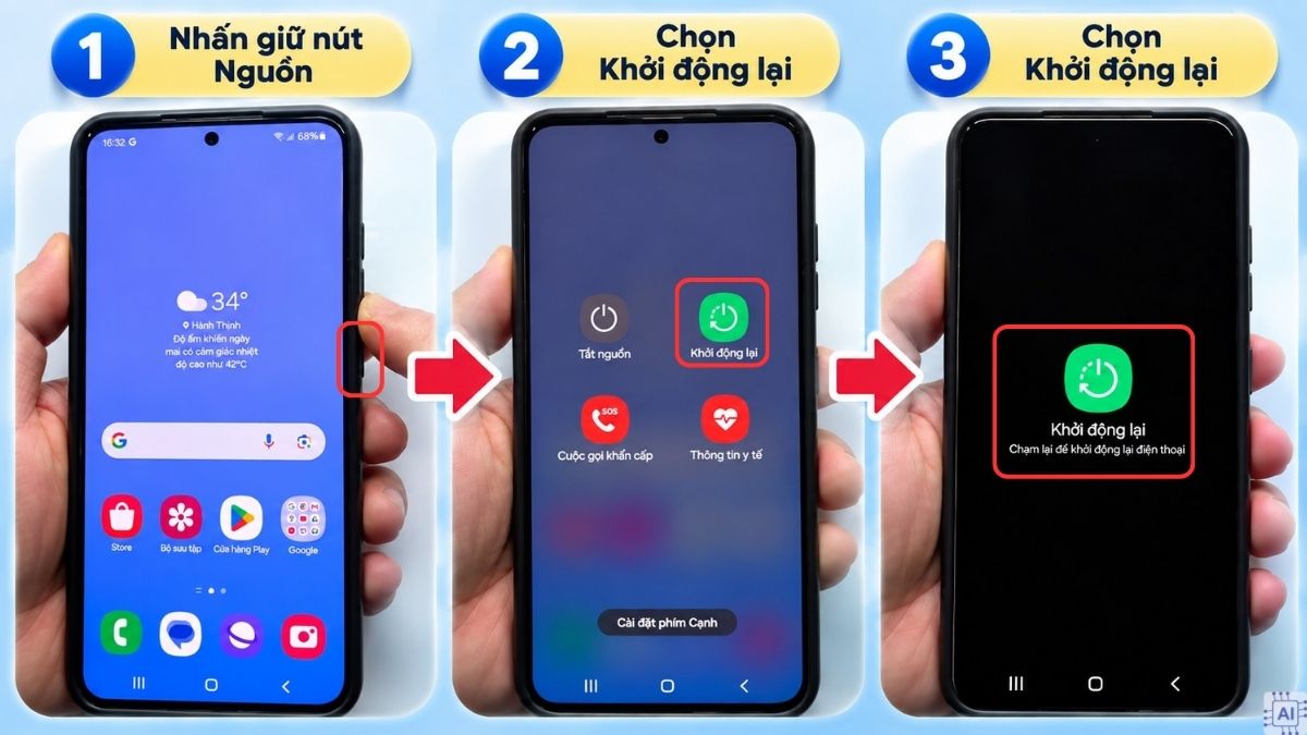 Cách Khởi động lại thiết bị