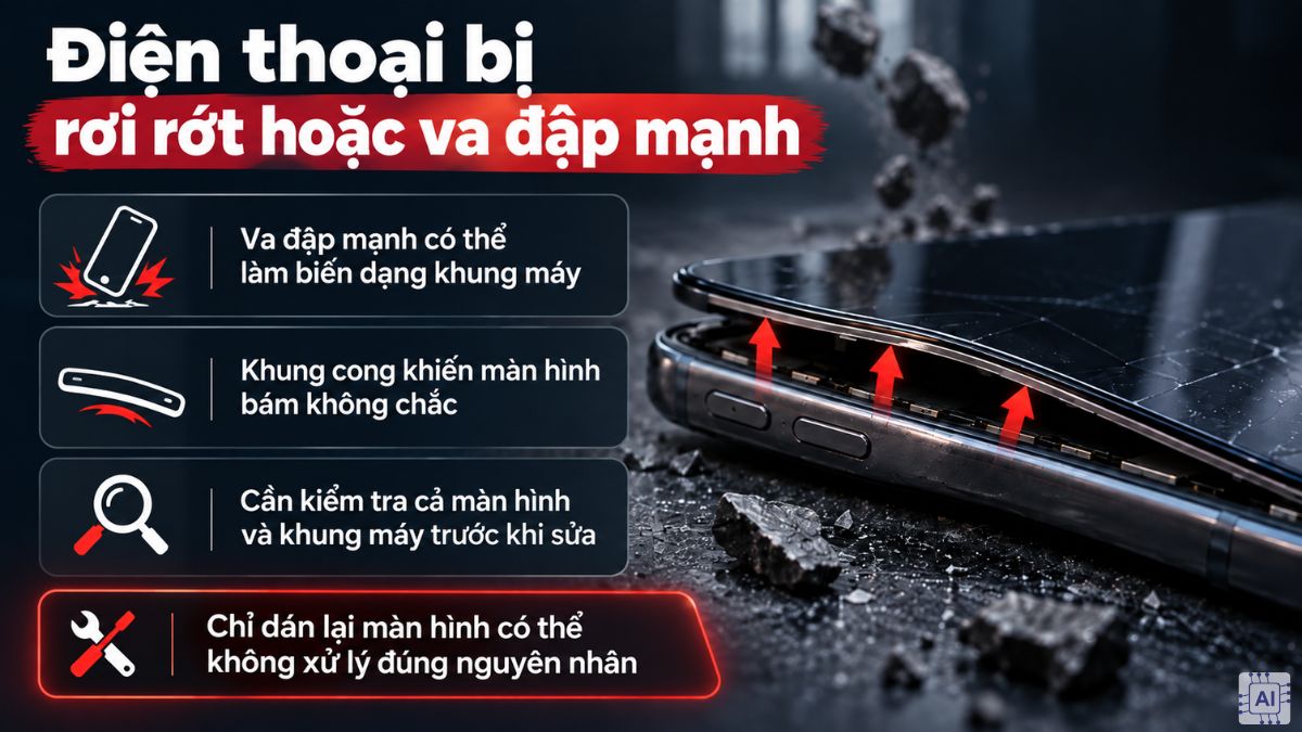 Điện thoại bị rơi rớt hoặc va đập mạnh