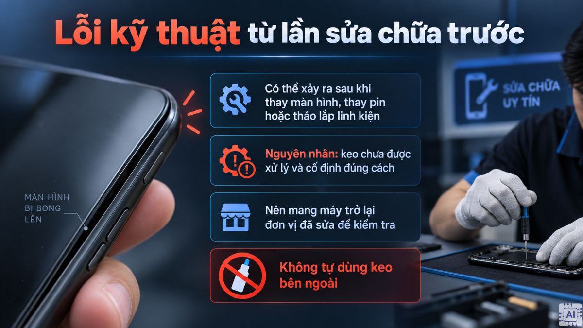 Lỗi kỹ thuật từ lần sửa chữa trước