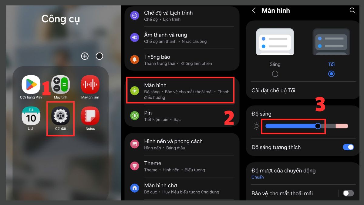 Cách Giảm độ sáng màn hình xuống bước 1