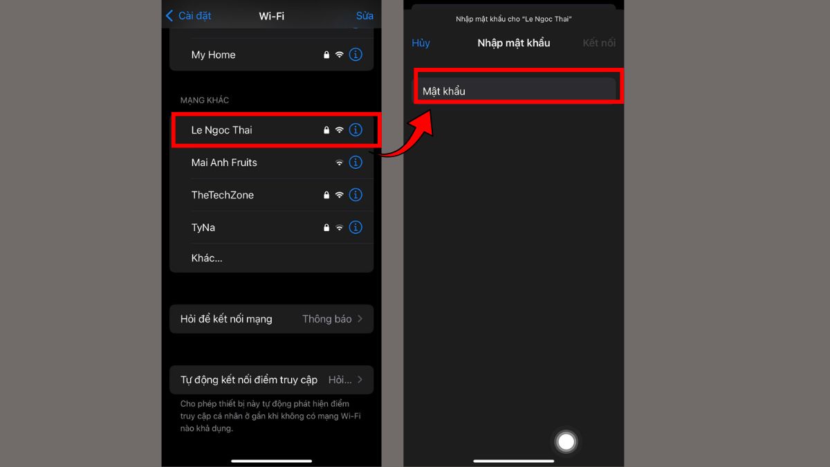 Quên mạng WiFi và thực hiện kết nối lại bước 3