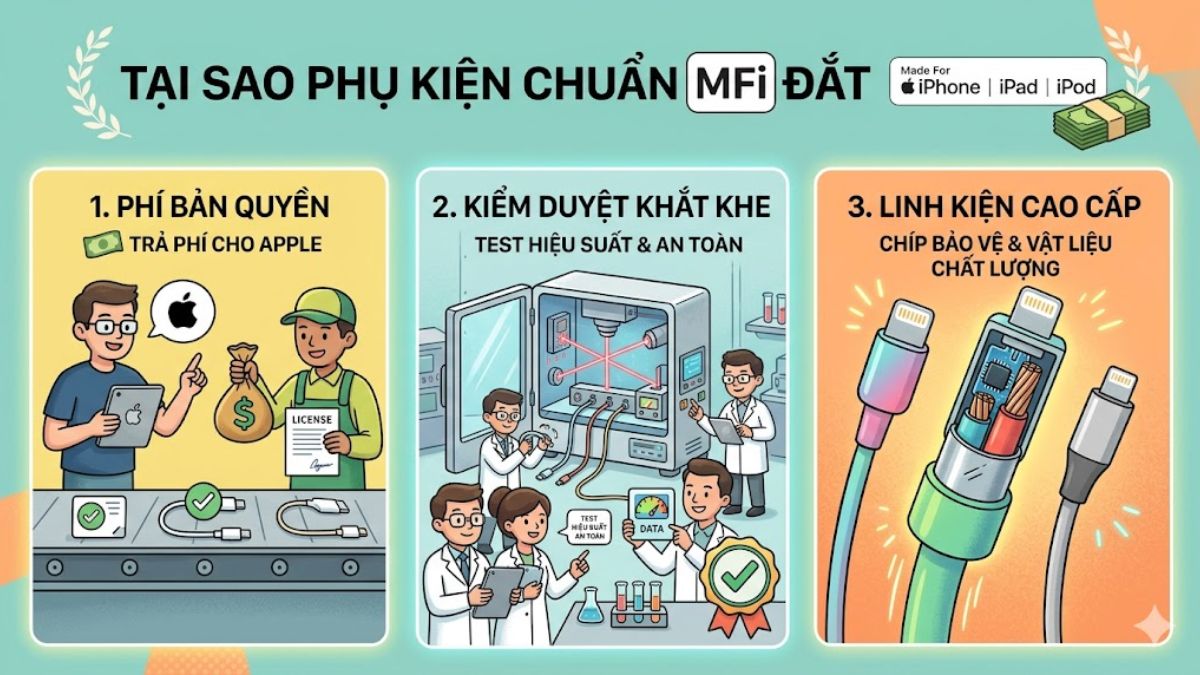 Tại sao phụ kiện chuẩn MFi luôn đắt hơn hàng thường