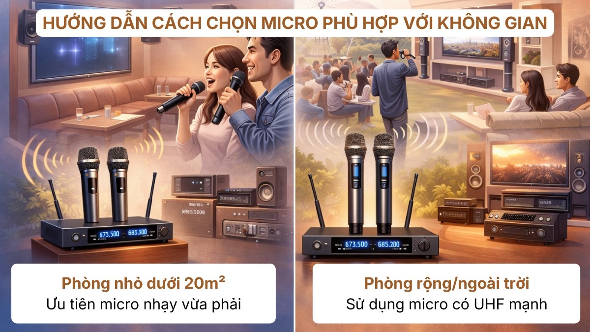 cách chọn micro phù hợp với không gian