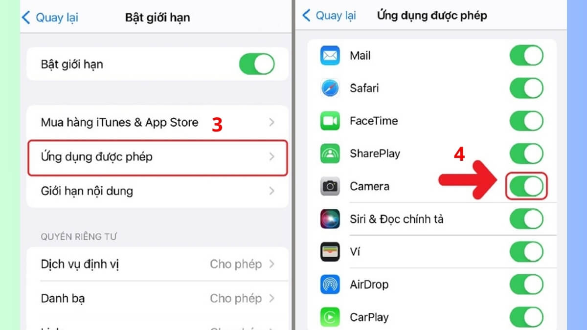 Cách mở các ứng dụng bị ẩn trên iOS qua Giới Hạn bước 2