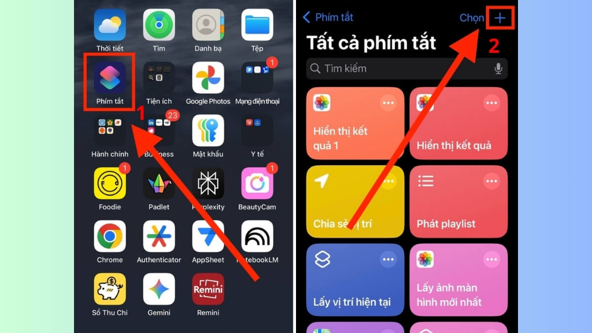Thiết lập quy trình tự động trên iPhone bước 1