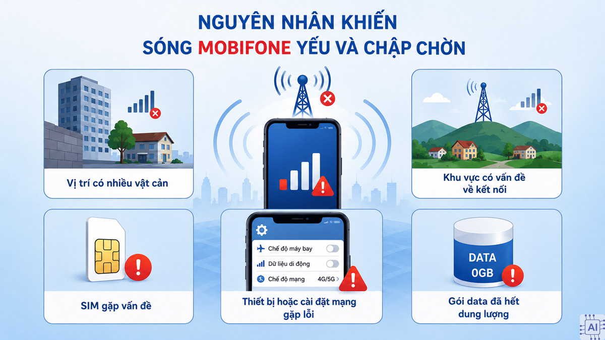 Nguyên nhân khiến sóng MobiFone yếu và chập chờn