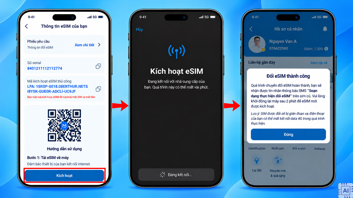 Quy trình đổi SIM vật lý sang eSIM trên My MobiFone bước 3