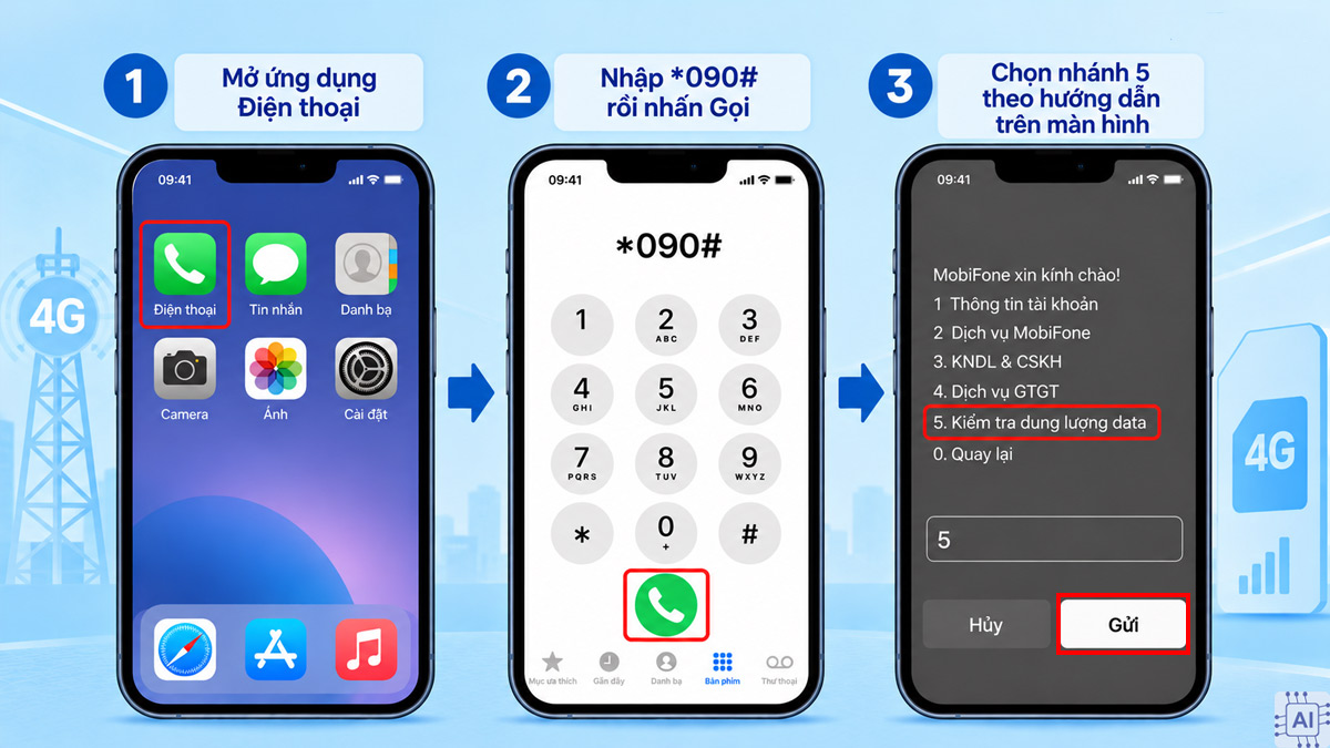 Kiểm tra dung lượng 4G MobiFone còn lại