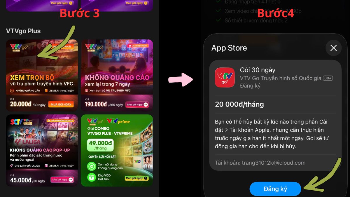 Cách đăng ký gói VTV go trên ứng dụng VTVgo bước 2