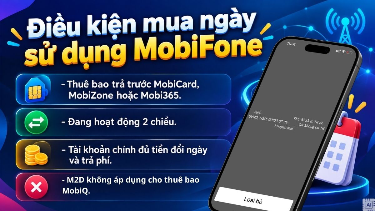 Điều kiện mua ngày sử dụng MobiFone