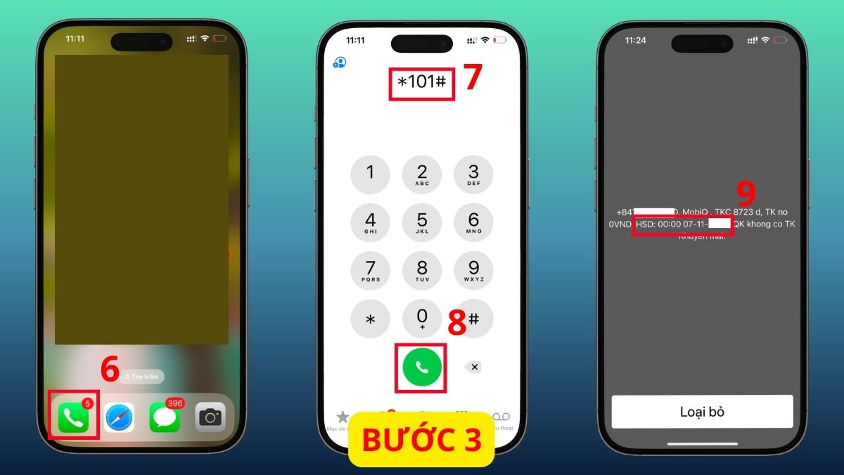 Phát sinh cước gọi nhắn tin hoặc data bước 3