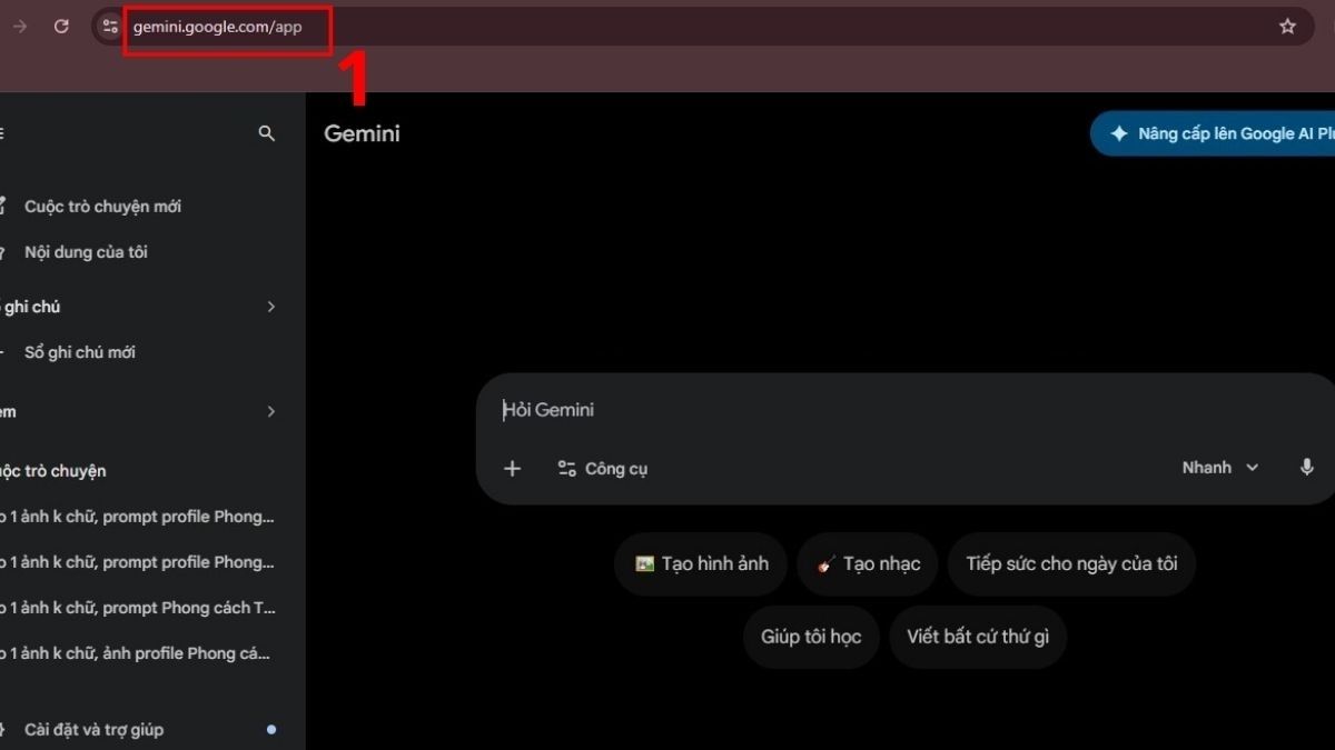 Hướng dẫn sử dụng prompt trên Gemini AI chi tiết bước 1