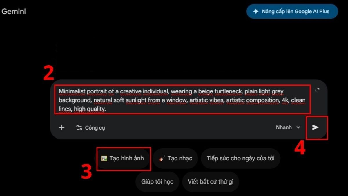 Hướng dẫn sử dụng prompt trên Gemini AI chi tiết bước 2