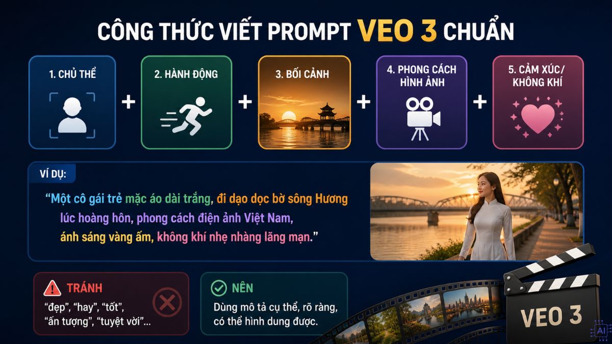 Công thức để viết prompt Veo 3 chuẩn