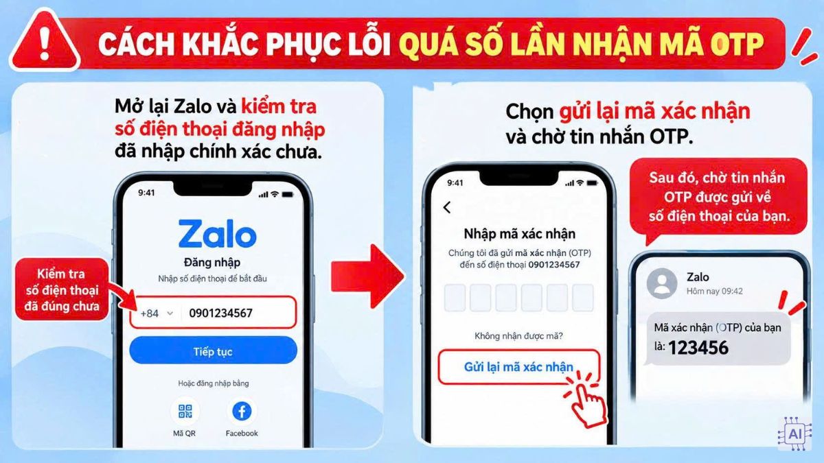 Cách khắc phục lỗi quá số lần nhận mã OTP