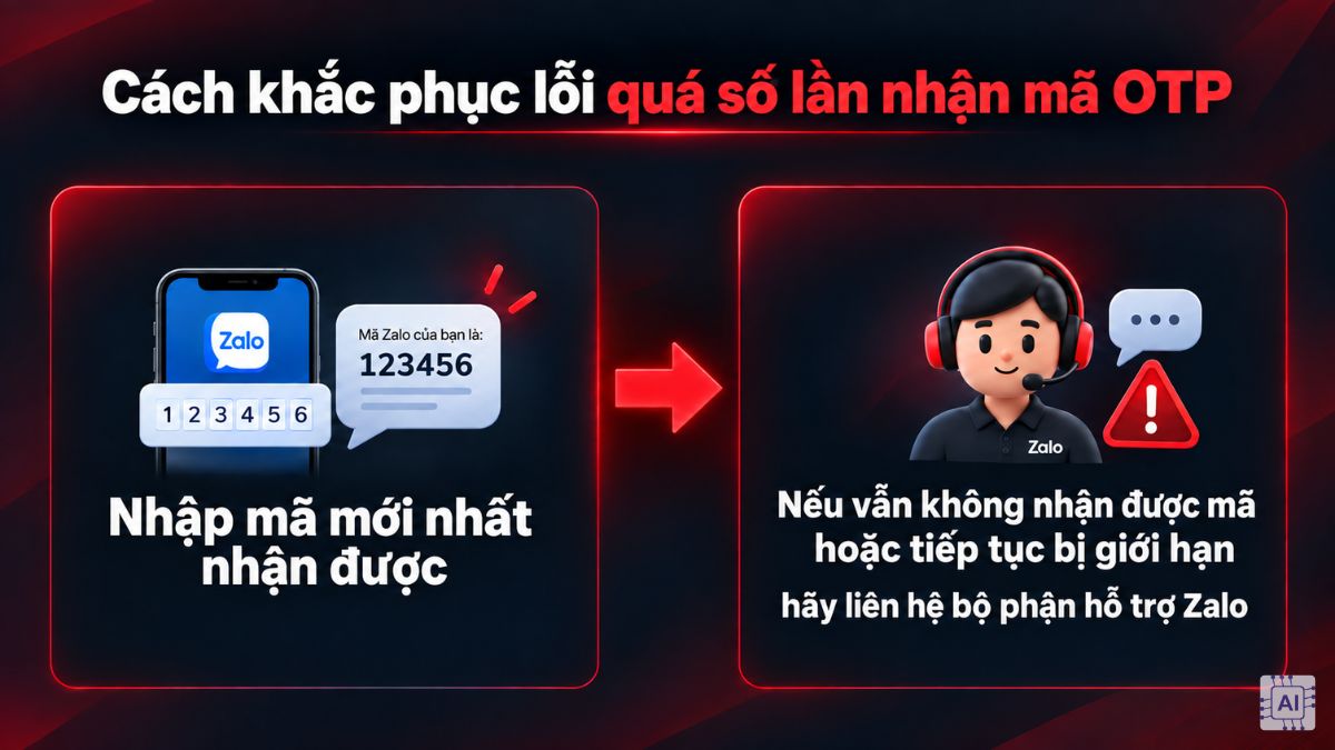 Cách khắc phục lỗi quá số lần nhận mã OTP bước 2