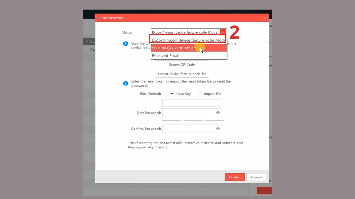 reset mật khẩu camera Hikvision bằng SADP Tool bước 2