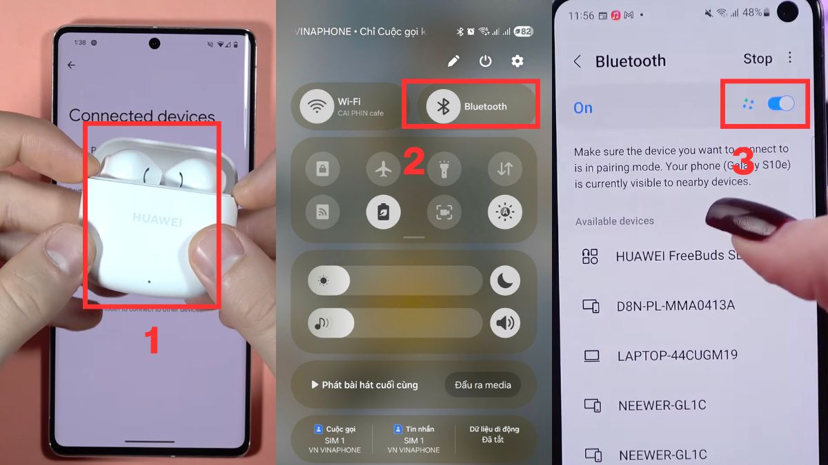 Cách kết nối lại sau khi reset tai nghe Bluetooth Huawei FreeBuds SE 2 bước 1