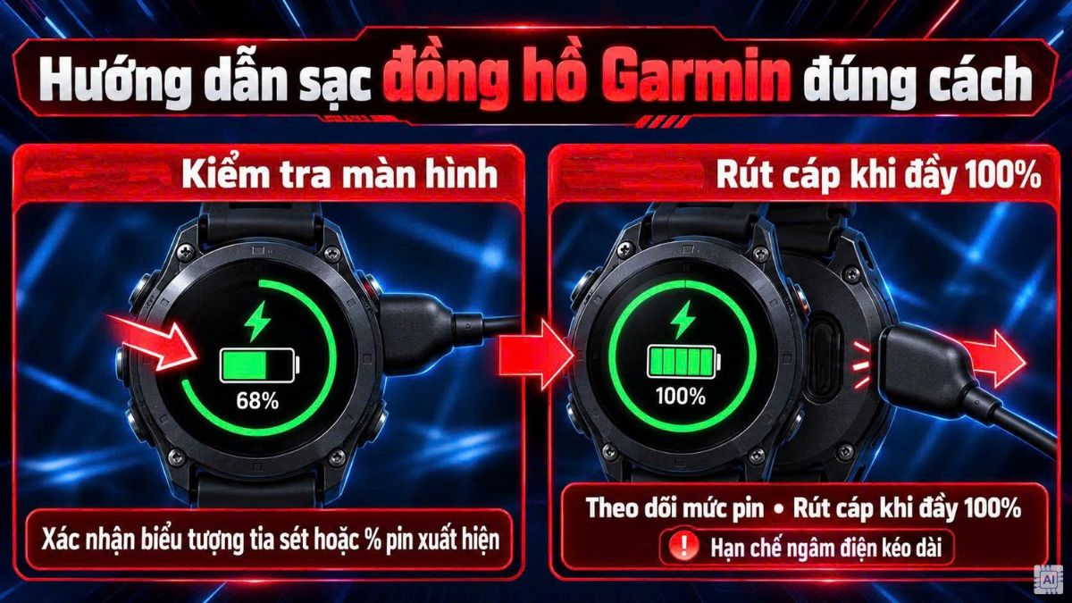 Hướng dẫn sạc đồng hồ Garmin đúng cách bước 2