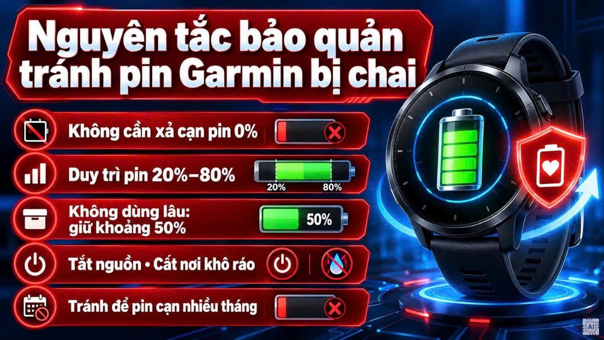 Nguyên tắc bảo quản tránh pin Garmin bị chai