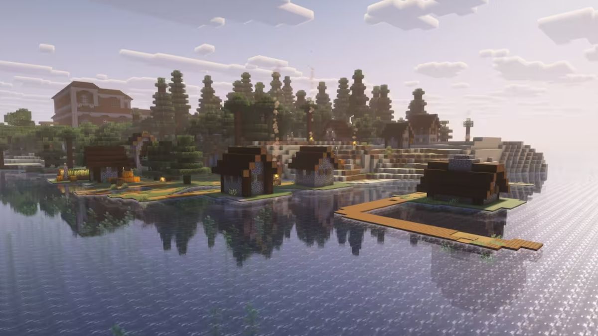seed Minecraft An Island with Everything: Woodland Mansions and Villages
