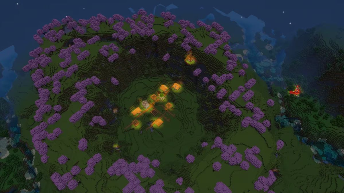 seed Minecraft Cherry grove ring with small village