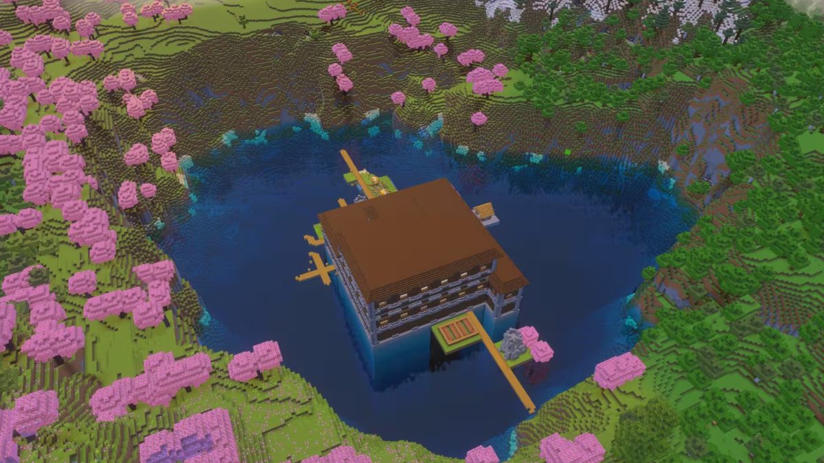 seed Minecraft Cherry grove woodland mansion and village