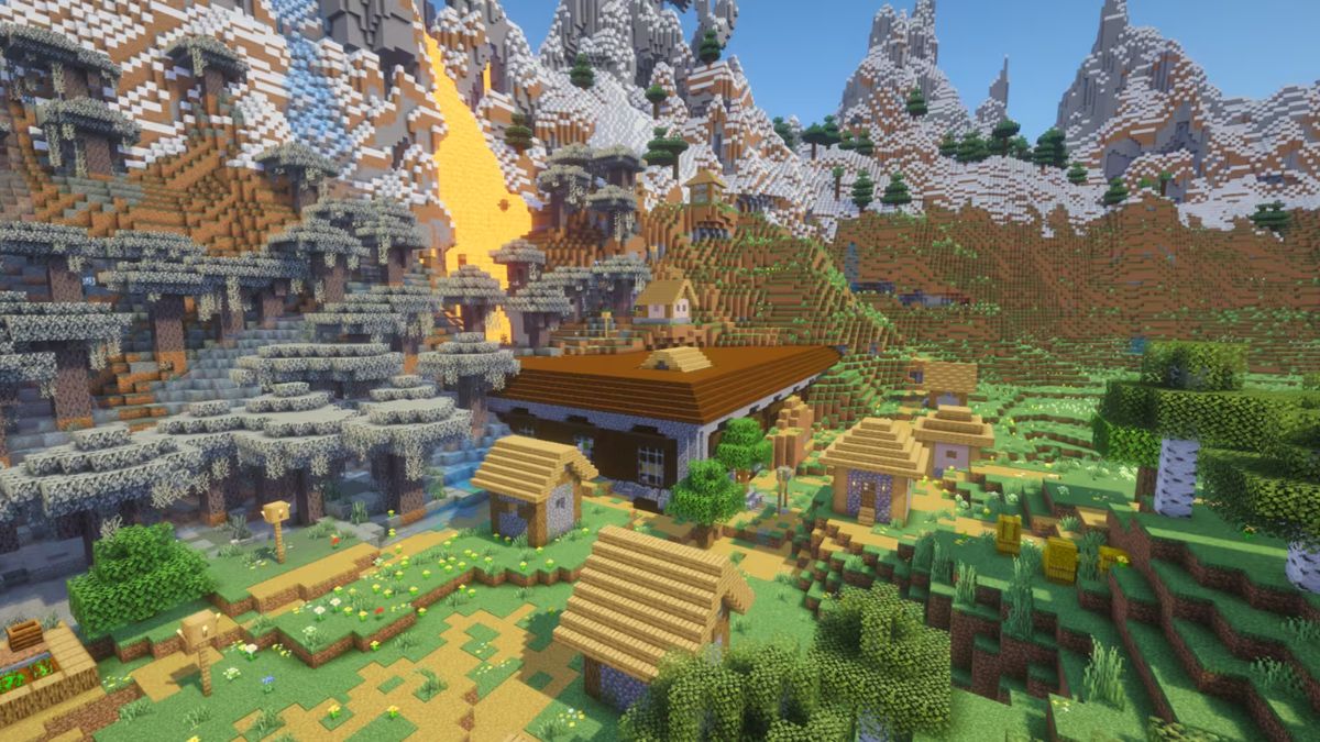 seed Minecraft Underground woodland mansion with village