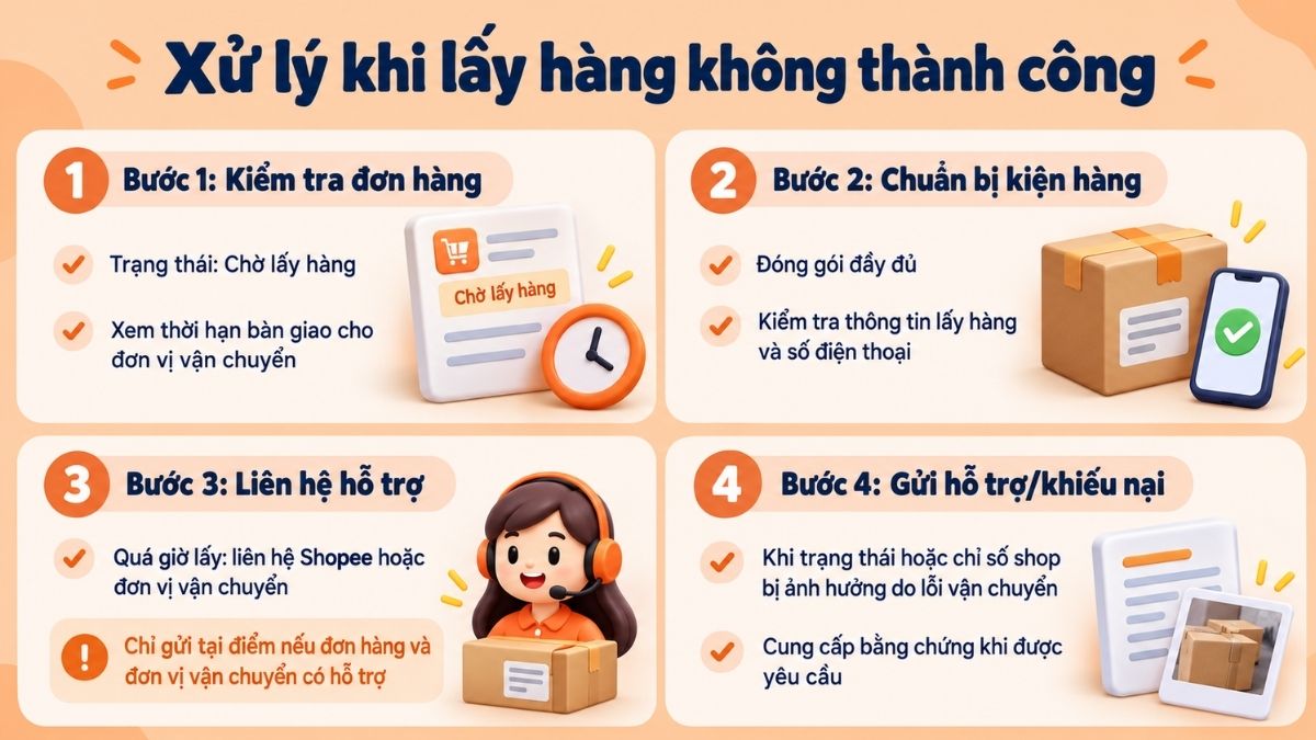 Hướng dẫn người bán xử lý đơn lấy không thành công