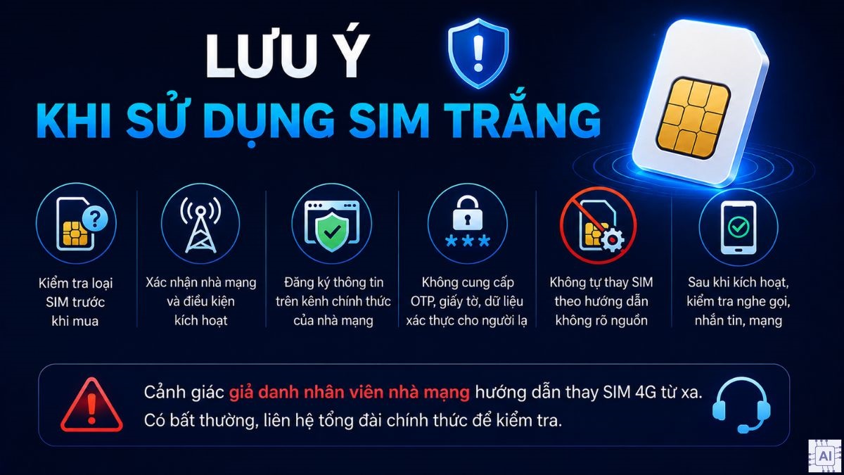 Lưu ý khi sử dụng SIM trắng