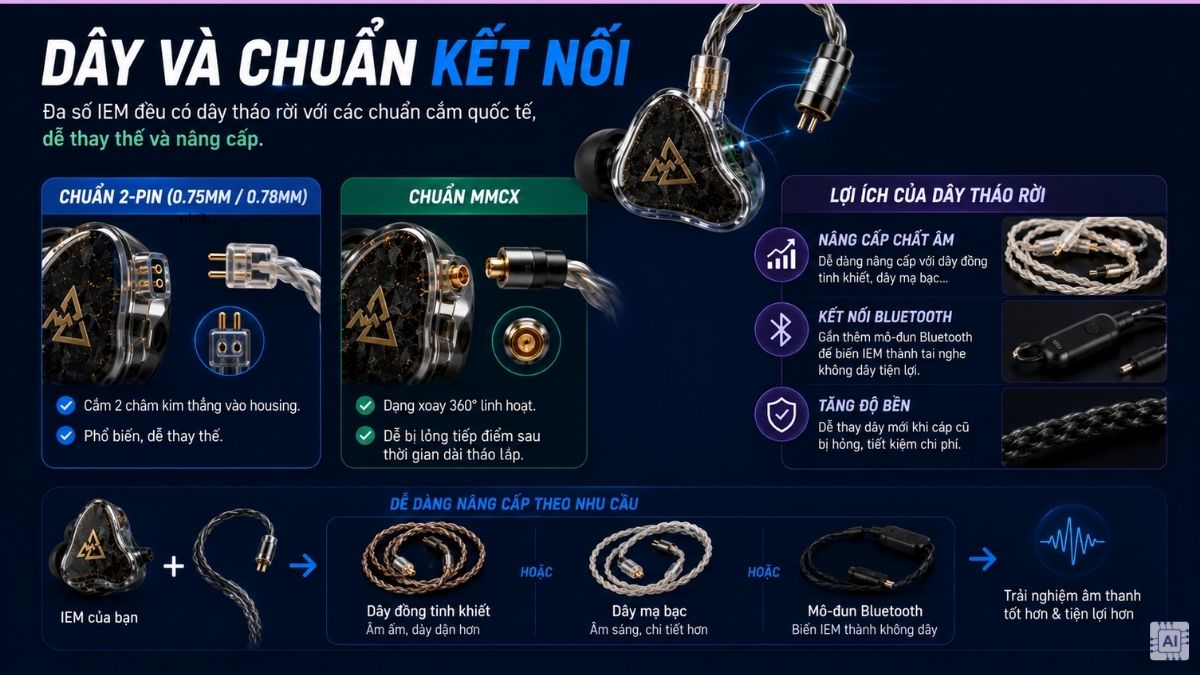 Dây và chuẩn kết nối tai nghe IEM