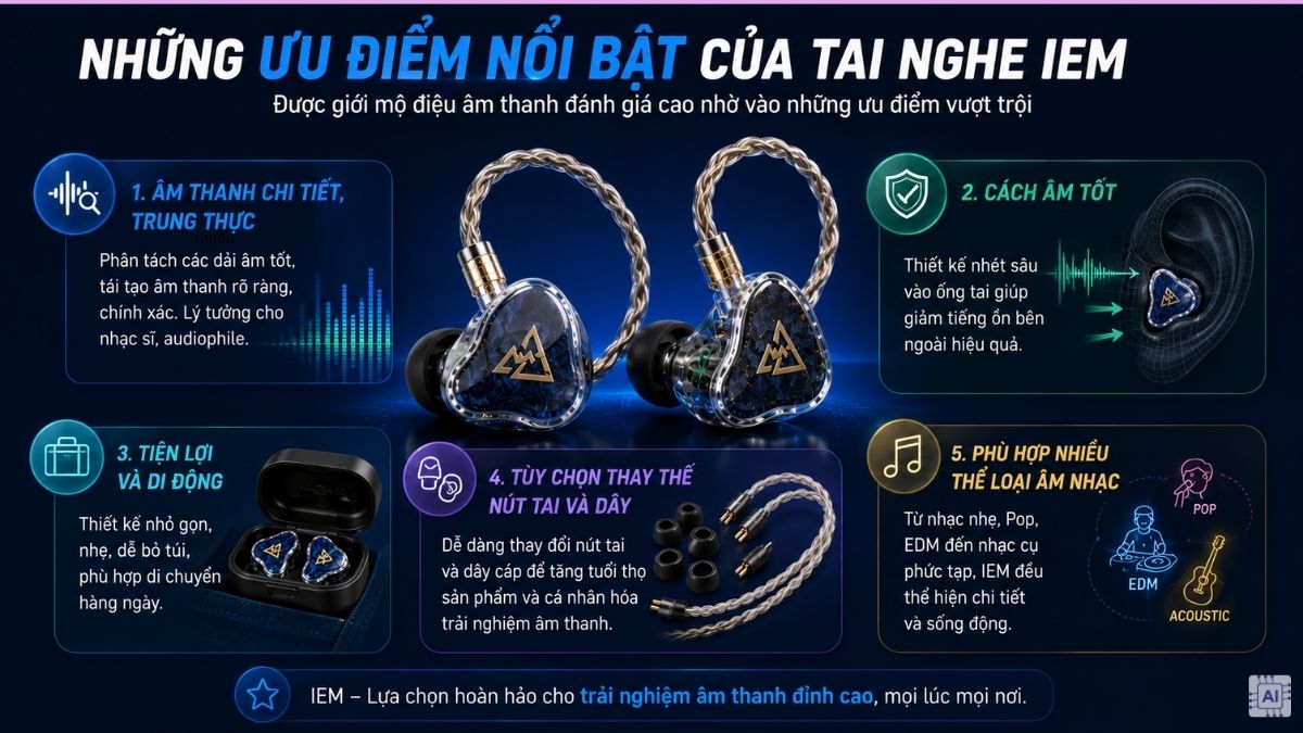 Những ưu điểm nổi bật của tai nghe IEM