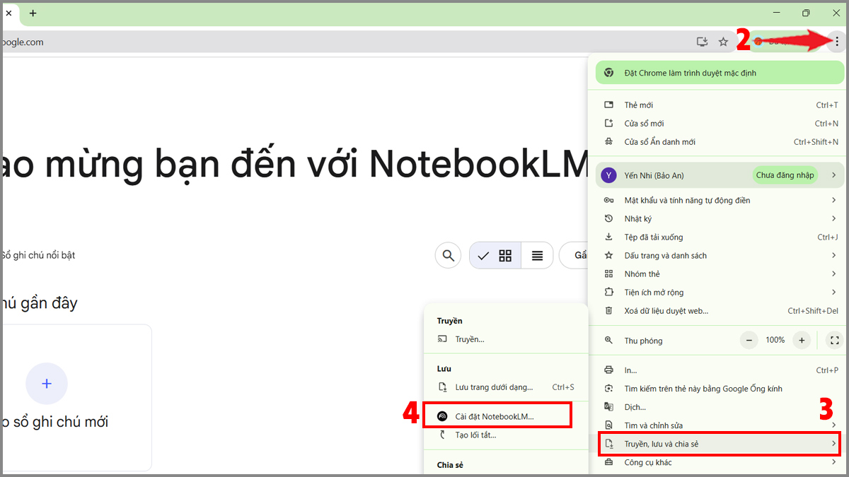 Hướng dẫn tải NotebookLM về máy tính bước 2