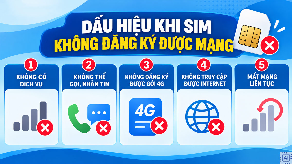 Dấu hiệu khi SIM MobiFone không đăng ký được mạng