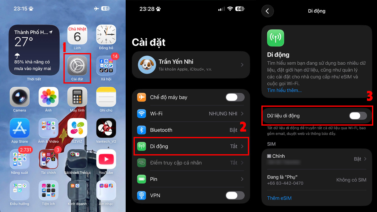 Cách khắc phục Thiết bị chưa bật dữ liệu di động hoặc cấu hình 4G