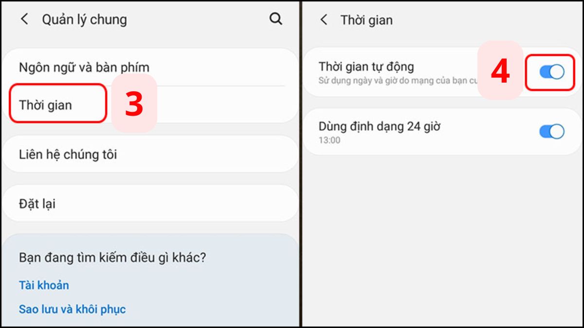 Chỉnh lại ngày giờ tự động trên hệ thống android bước 1