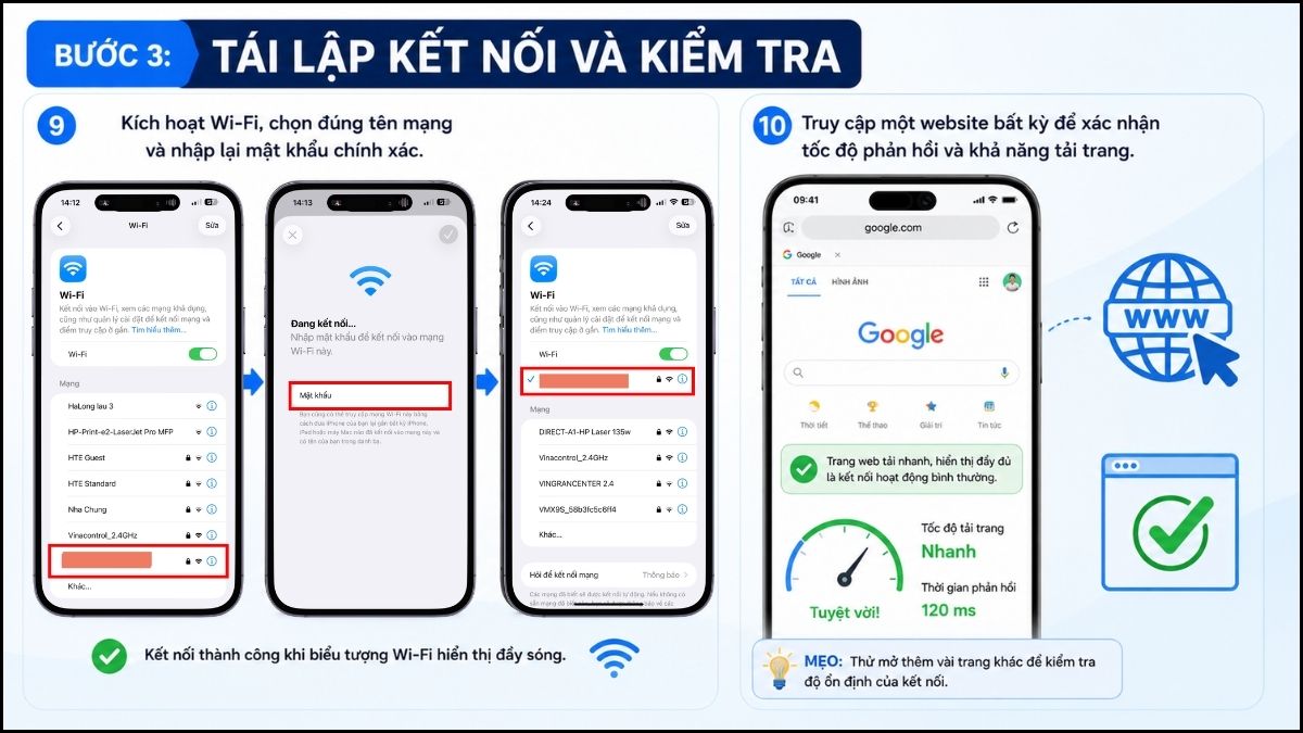 Reset lại Modem mạng và kết nối lại WiFi bước 4