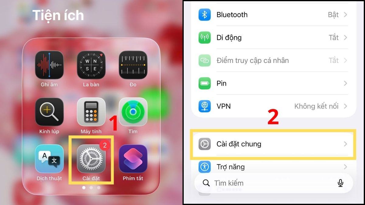 Chỉnh lại ngày giờ tự động trên hệ thống ios bước 1