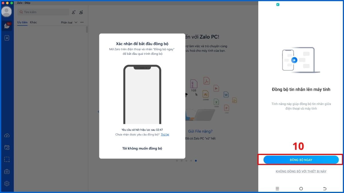 Cách đồng bộ tin nhắn Zalo cho MacBook bước 4