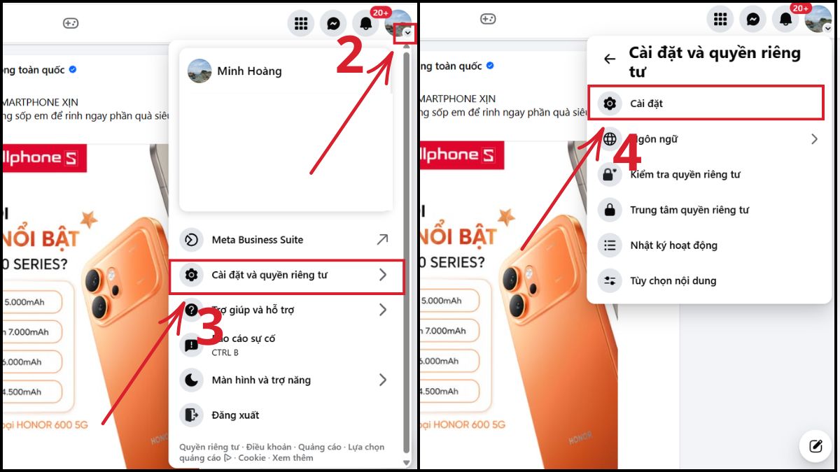Cách tắt tự phát video Facebook trên máy tính bước 2