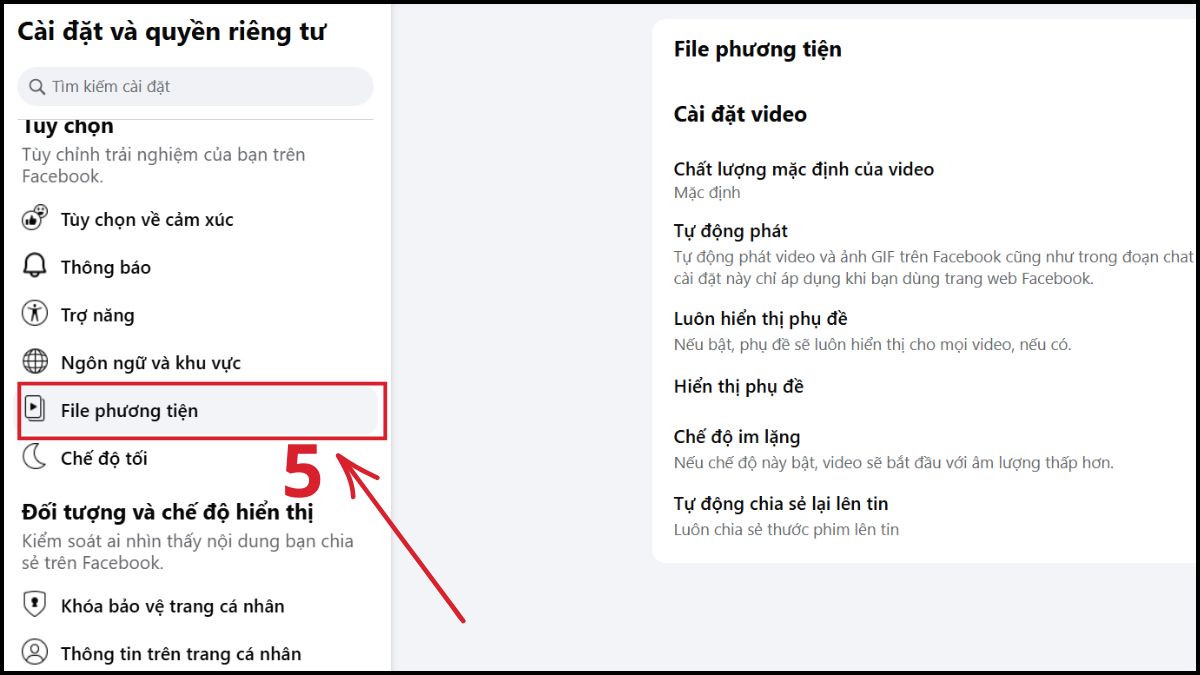 Cách tắt tự phát video Facebook trên máy tính bước 3