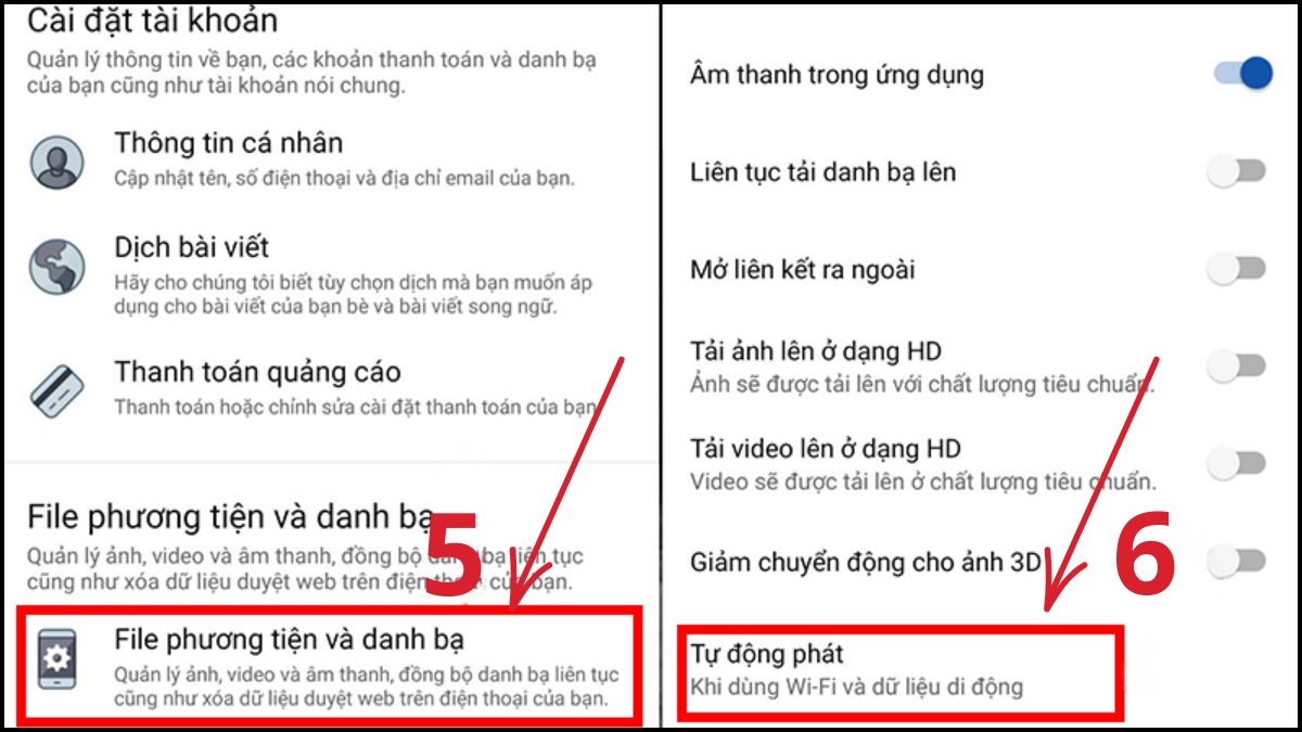 Cách tắt video tự phát trên Facebook trên Android bước 3