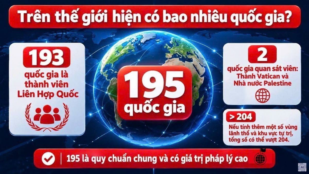 Trên thế giới hiện có bao nhiêu quốc gia