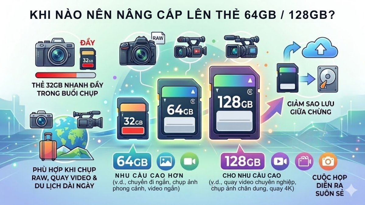 Khi nào bạn nên nâng cấp lên thẻ 64GB hoặc 128GB