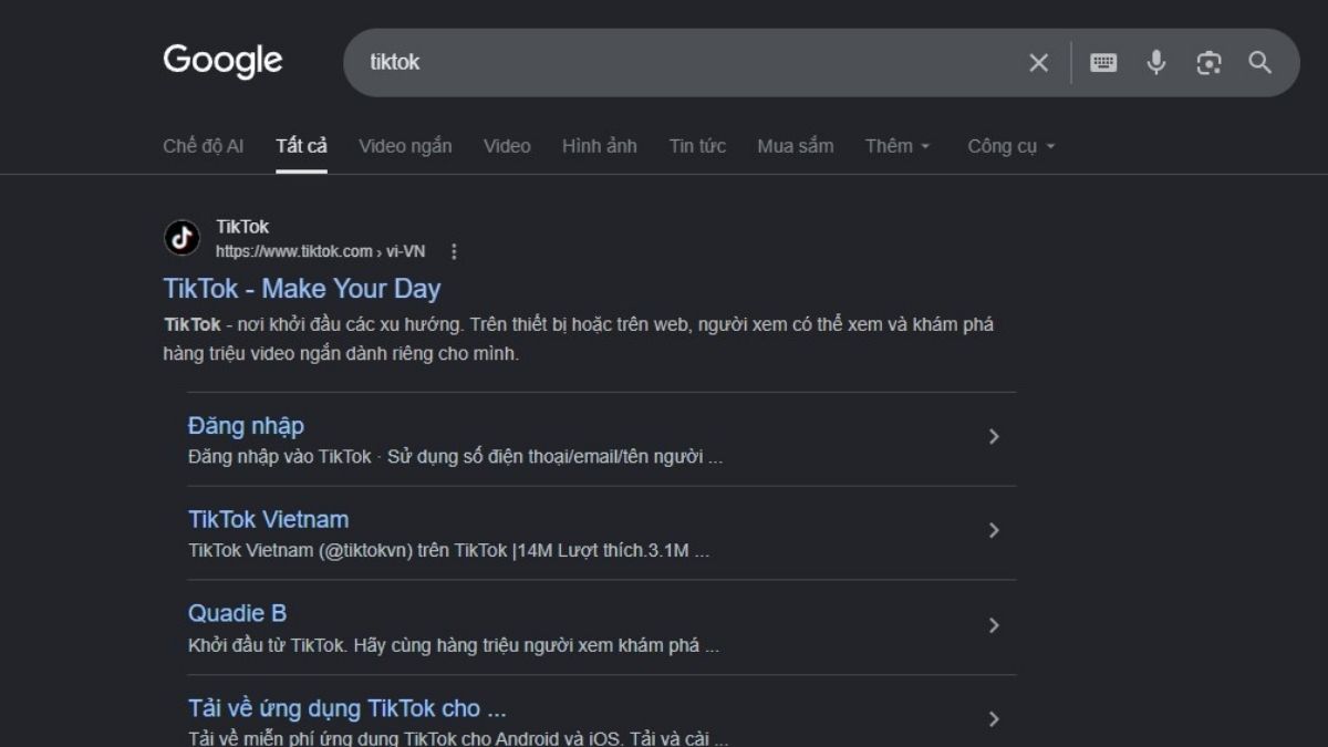 Hướng dẫn sử dụng TikTok Web trực tiếp không cần tải bước 1