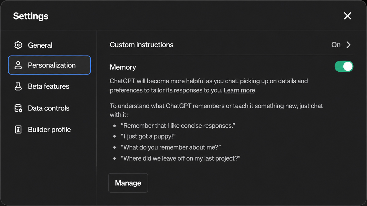 tính năng ChatGPT Memory Sources