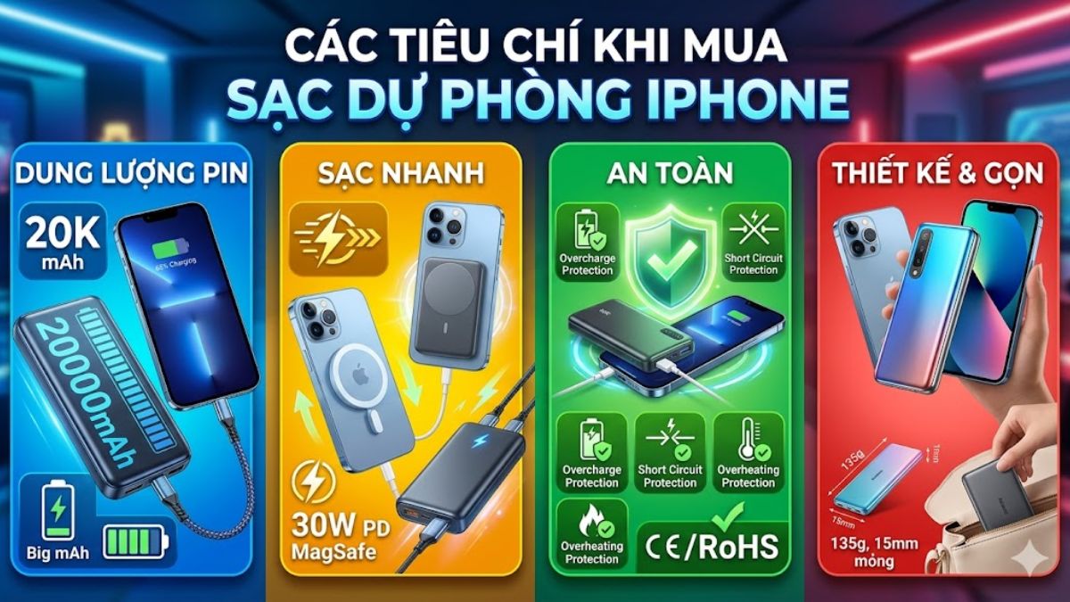 Các tiêu chí cần lưu ý khi mua sạc dự phòng cho iPhone