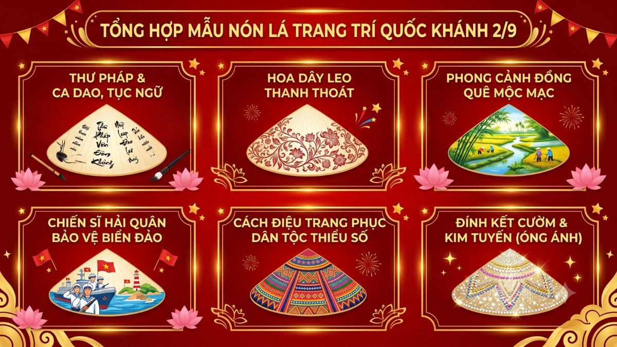 Tổng hợp mẫu nón lá trang trí 2/9 đẹp nhất